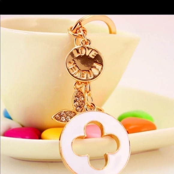 Designer Inspired Purse Charm/key Chain White&Gold - Picture 2 of 5